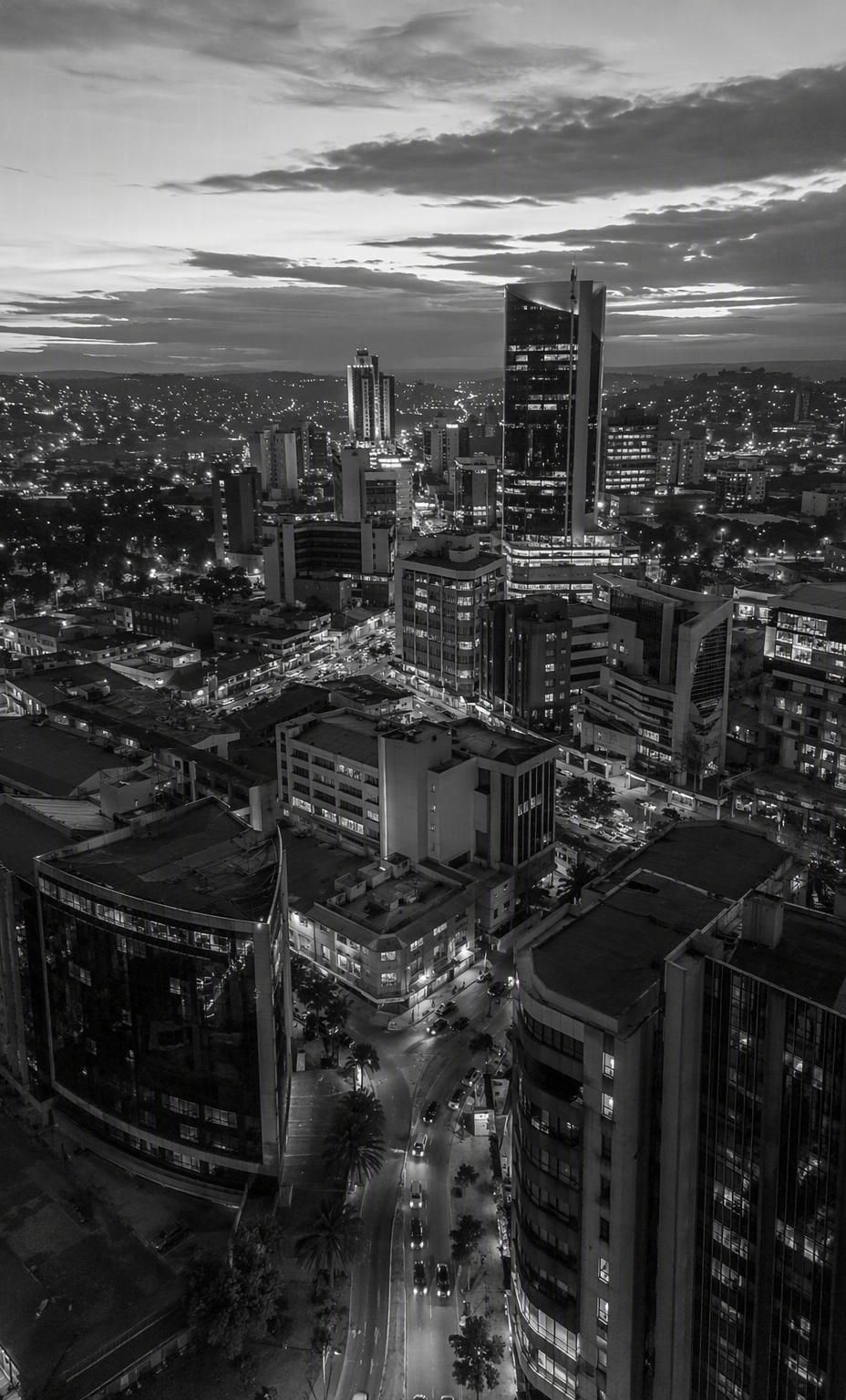 Kampala city skyline at night